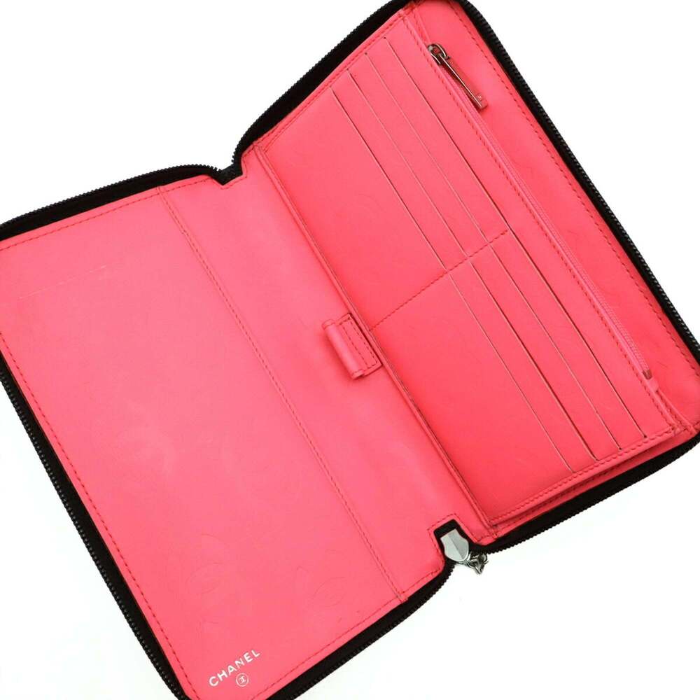 CHANEL Authentic Black Leather Logo Wallet - Picture 6 of 10